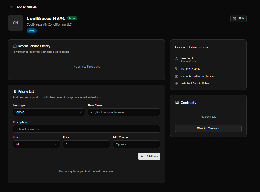 M2 Vendors profile page