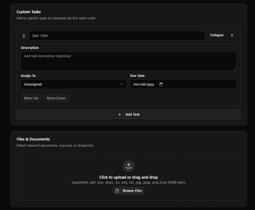 M2 Work Orders create modal - Part 3