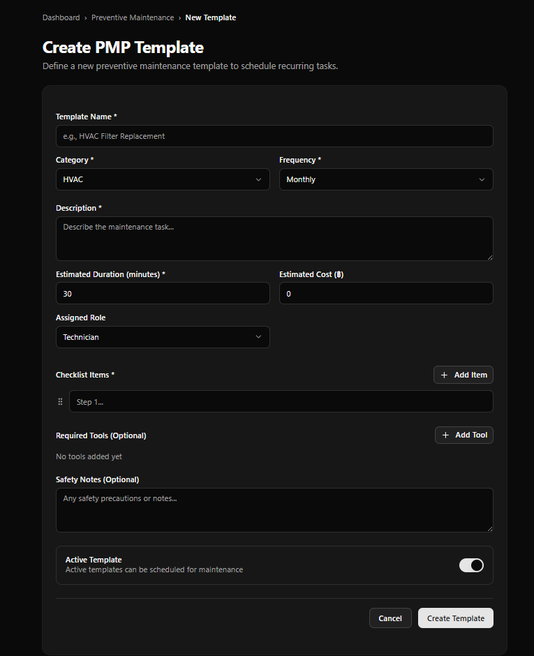 M2 PMP Templates modal