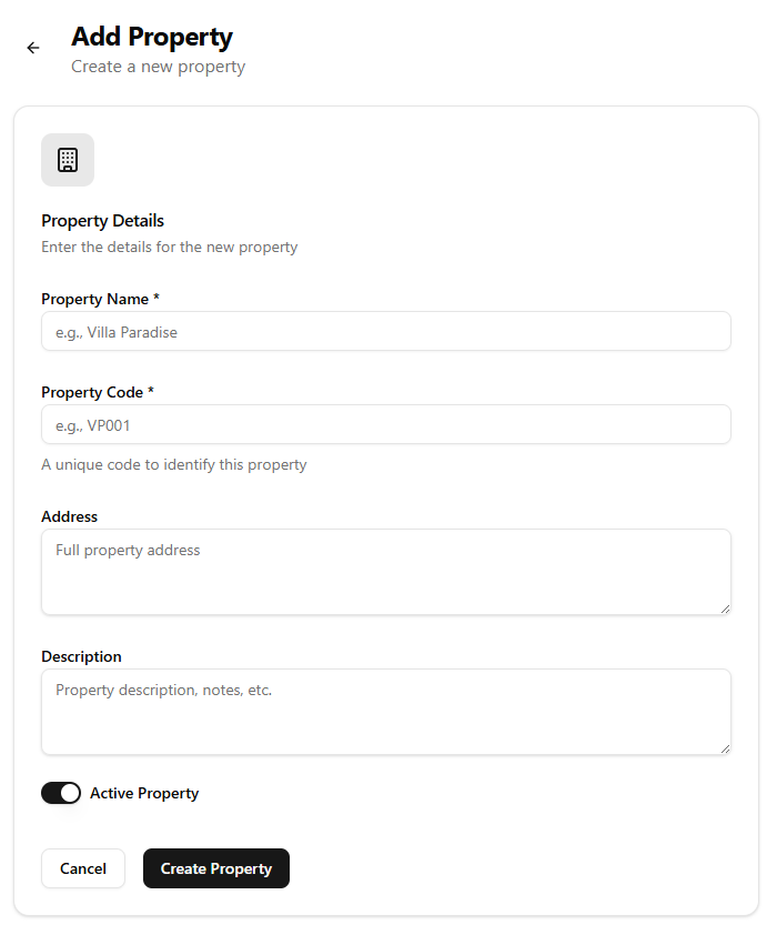 M3 Add new property modal