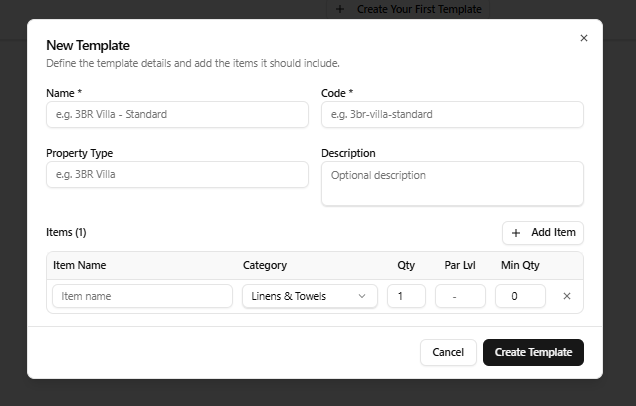 M3 New Template modal