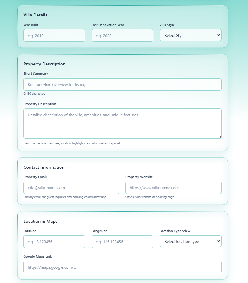 OBV Step 1 — Villa Information form - Part 2
