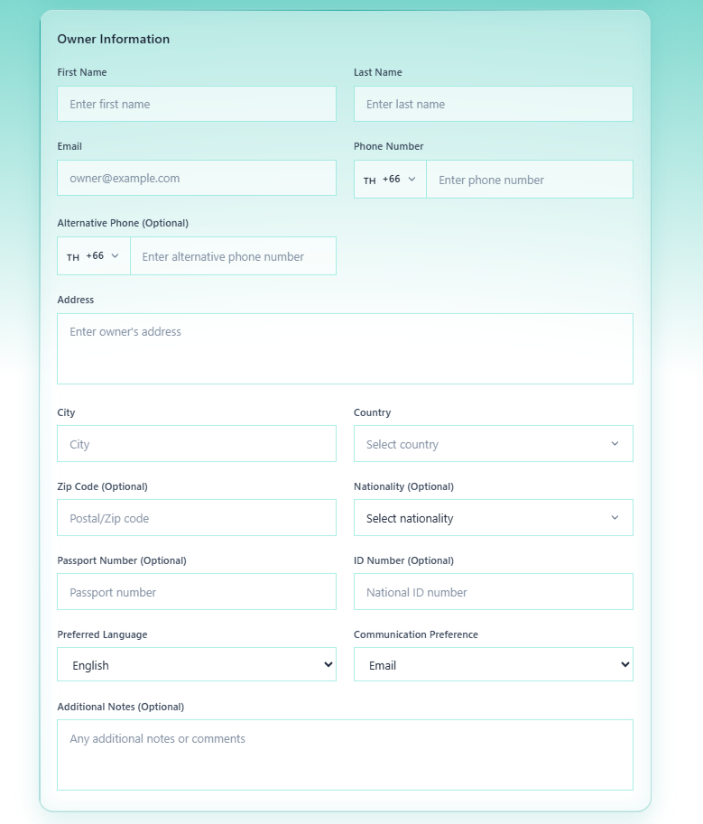 OBV Step 2 — Owner Details form - Part 2
