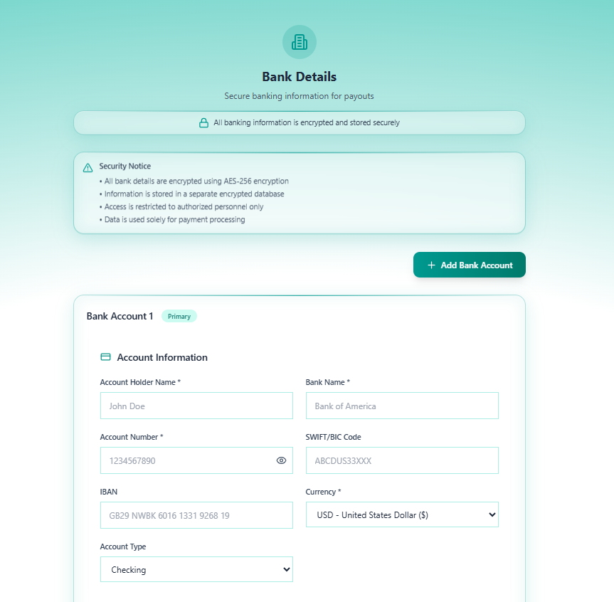OBV Step 4 — Bank Details form - Part 1